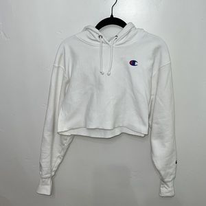 White cropped Champion hoodie